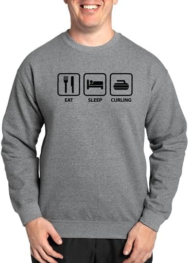 CafePress Eat Sleep Curling Sweatshirt Classic Crew Neck Light Sweatshirt - Graphite Gray