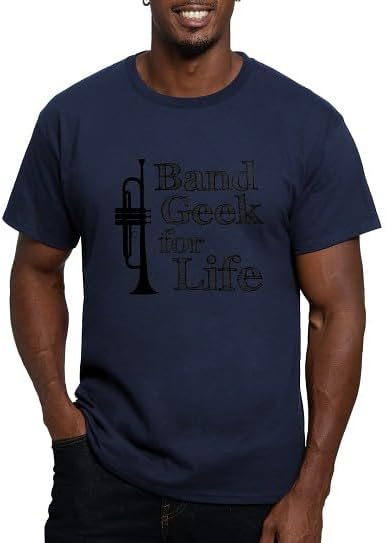 CafePress Trumpet Band Geek Fitted T Shirt Men's Semi-Fitted Classic Cotton T-Shirt - Navy