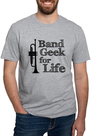CafePress Trumpet Band Geek Fitted T Shirt Men's Semi-Fitted Classic Cotton T-Shirt - Heather Gray
