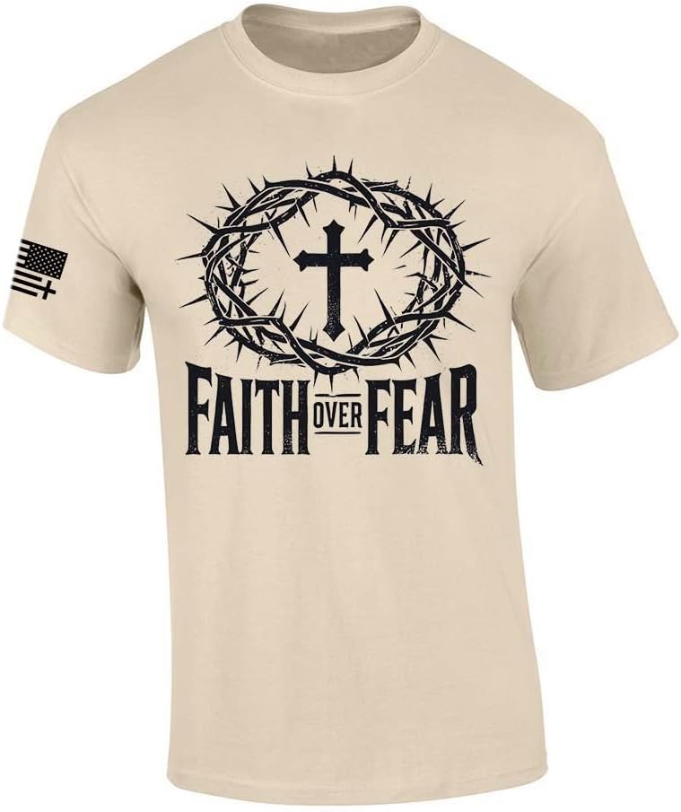Trenz Shirt Co. Faith Over Fear Crown of Thorns Tee - Sand