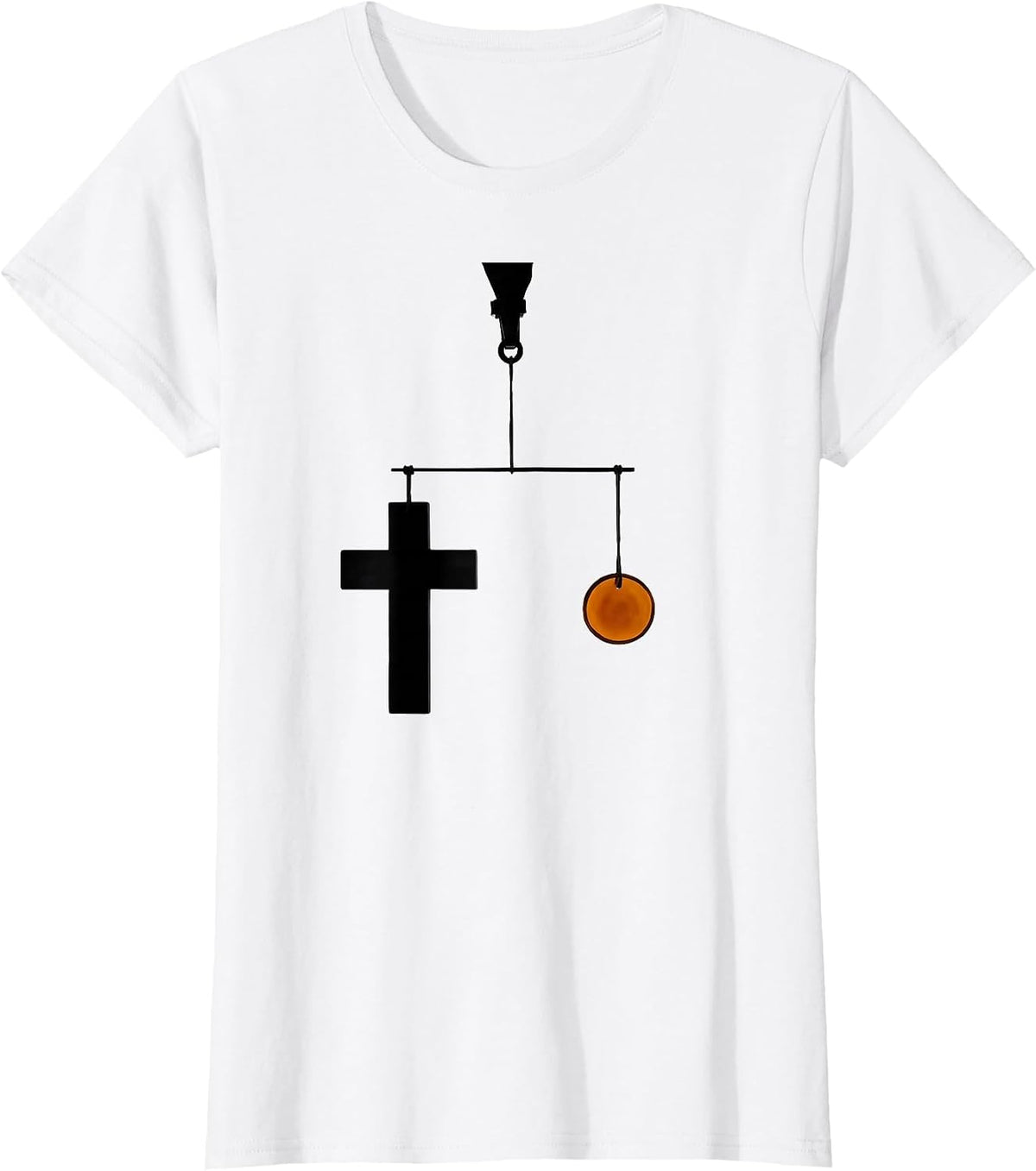 Slim Black Cross Minimalist Alt Streetwear Emo Goth T-Shirt - White