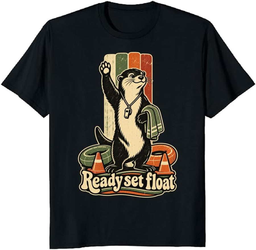 Otter Pool Float T-Shirt Vintage 70s Relay Starter Graphic Tee - S3