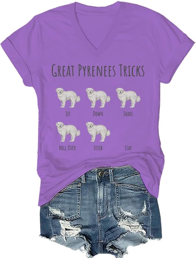 Great Pyrenees Tricks T-Shirt, Great Pyrenees Tricks Shirt - Light Purple-2