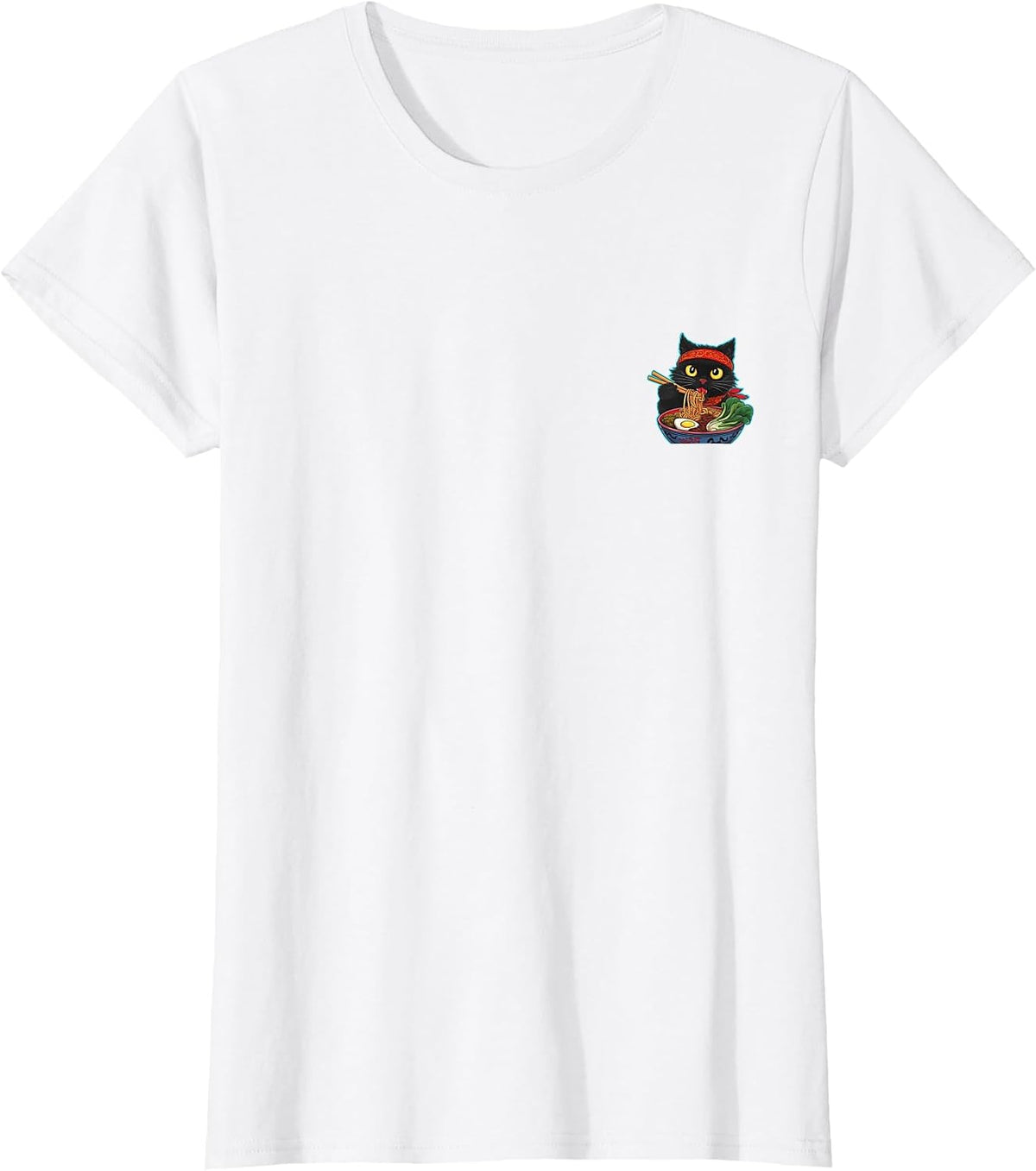 Cat Ramen Noodle Japanese Manga Cat T-Shirt - White