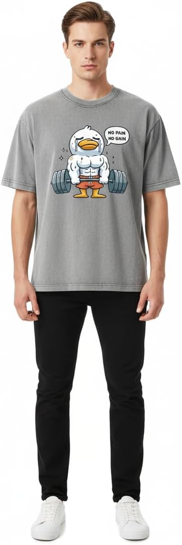 Iron Panda -Funny Gym Shirts for Men- Weightlifting Duck Graphic Printed Workout T-Shirt for Fitness & Training-Athletic