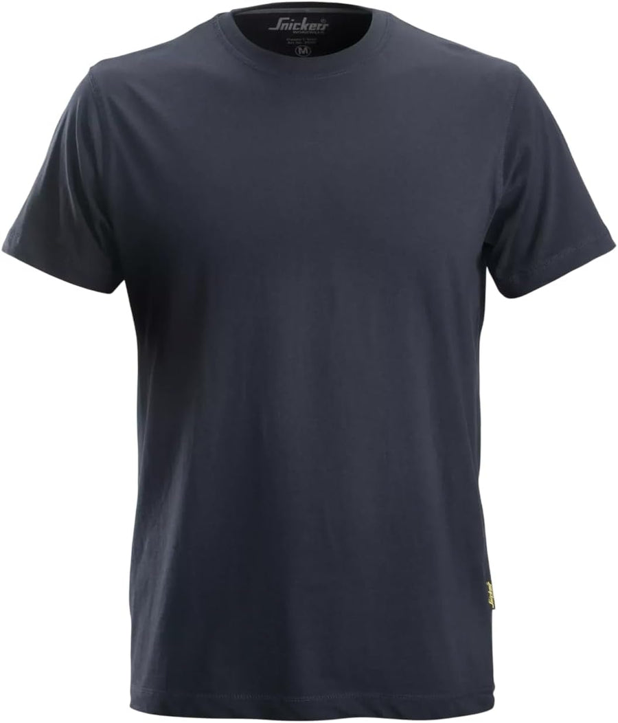Snickers Workwear U2502 Classic T-Shirt Men's Cotton Comfort Tee, Reinforced Shoulder & Neck Seams, Lycra Rib Collar - Navy