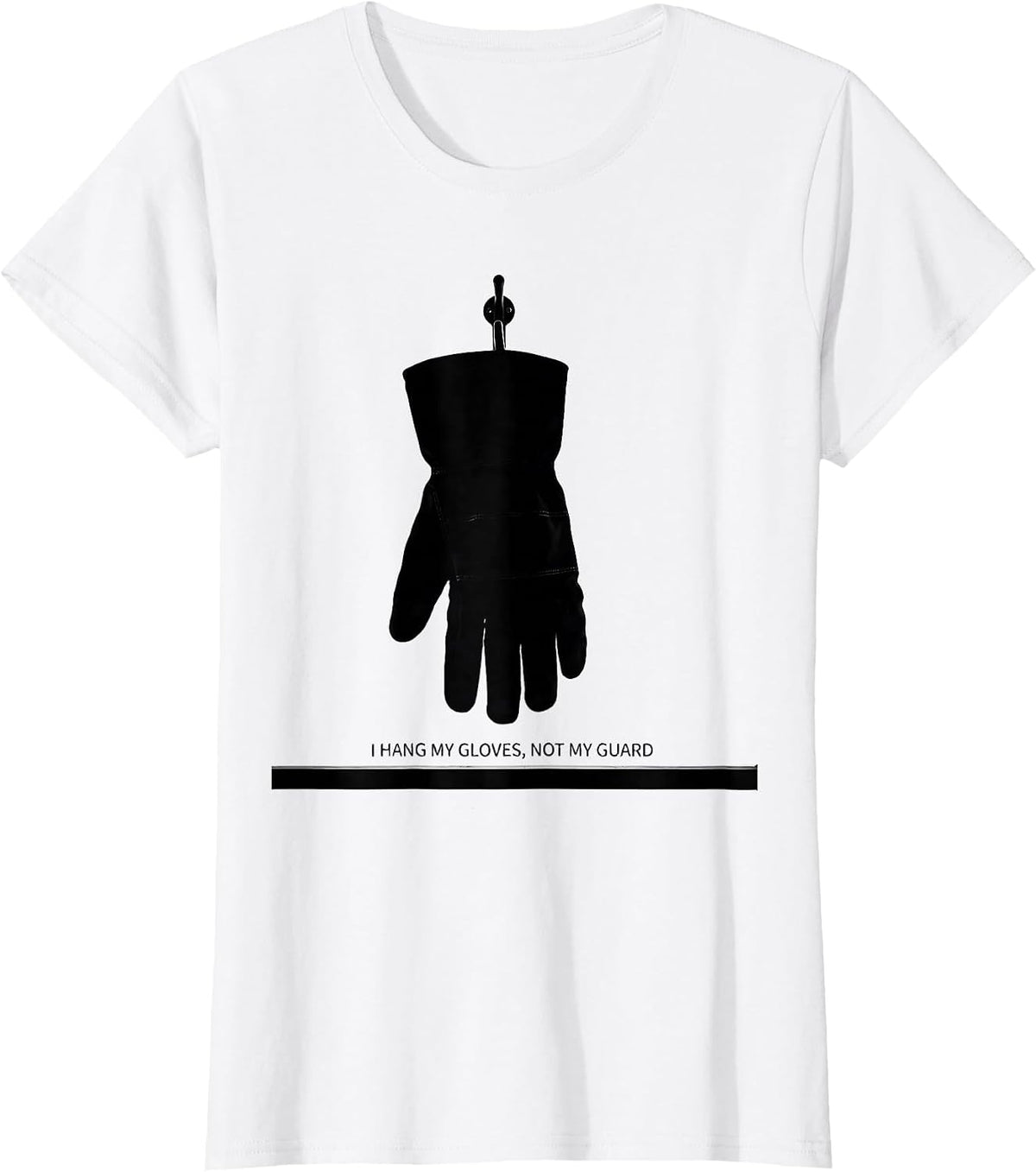 Women's I Hang My Gloves Not My Guard Funny Electrician Lineman Gift T-Shirt - White