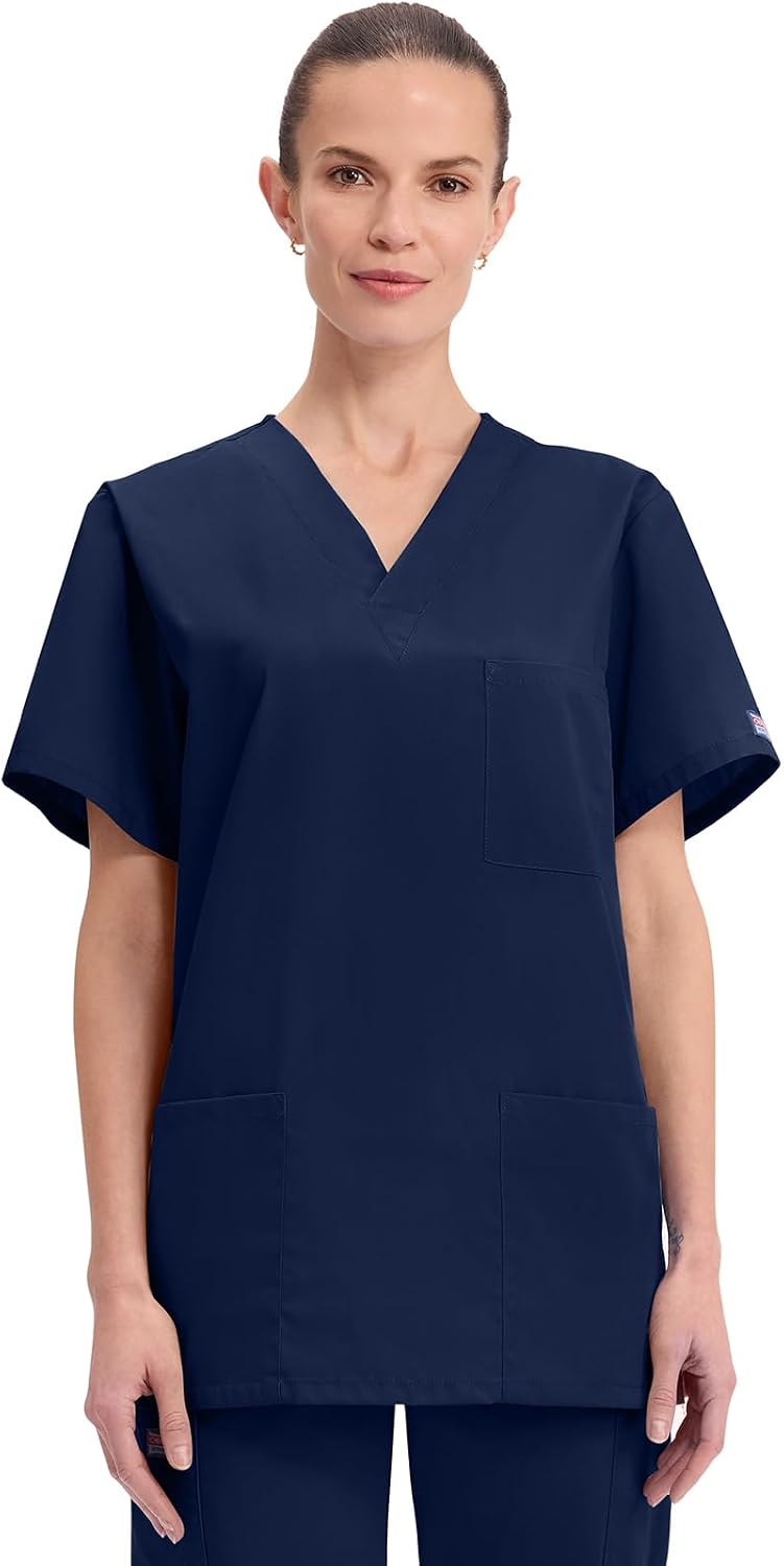 Cherokee WW Originals Scrubs for Women and Men Unisex V-Neck Scrub Top - Navy