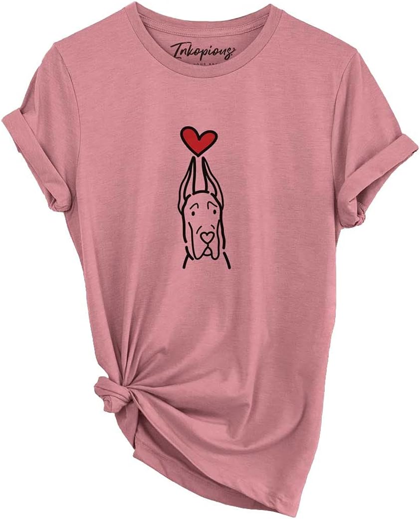 Inkopious Love Always Great Dane T-Shirt - Unisex Mauve Crewneck