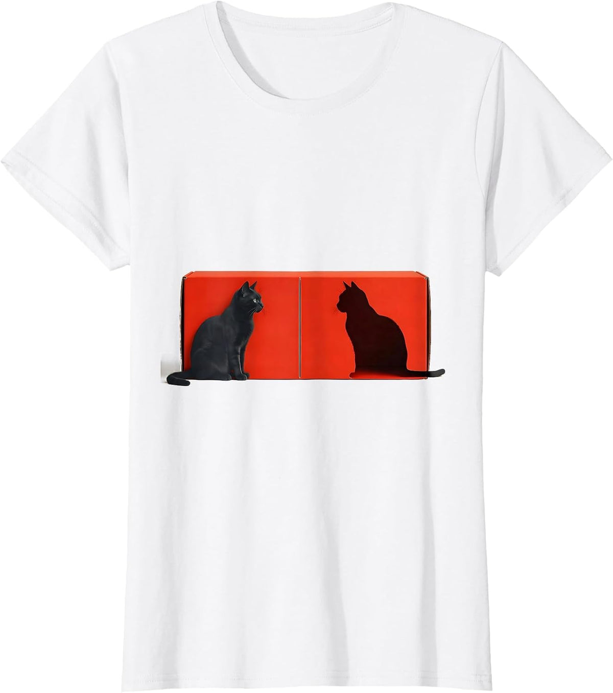 Sealed Box Cat Silhouette Quantum Physics Humor T-Shirt - White