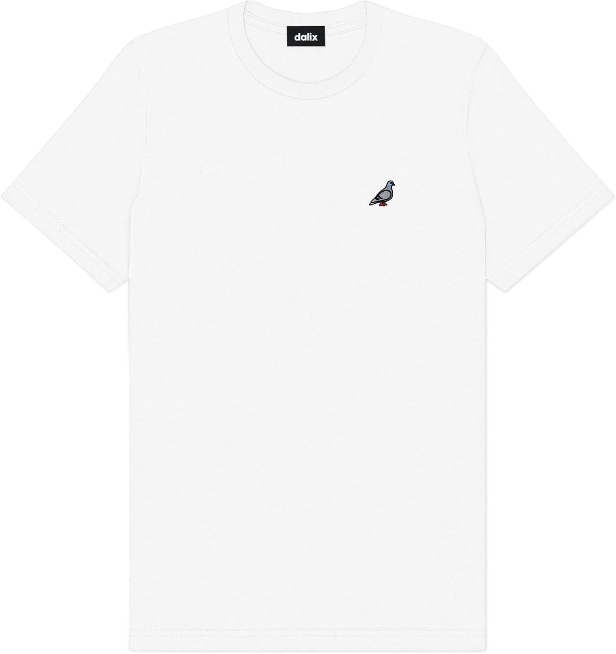 DALIX Pigeon Embroidered Cotton Tee Lightweight Jersey Mens - White