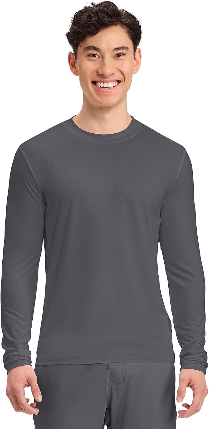 Cherokee Basics Long Sleeve Underscrub for Men Crew Neck Compression Shirt - Pewter 1