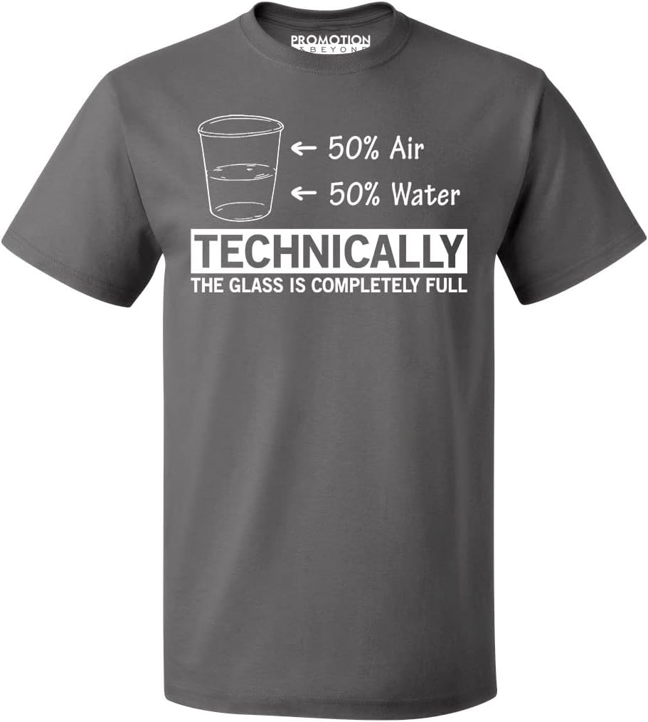 Technically The Glass is Completely Full Funny Sarcastic Science Design Gift Men's T-Shirt - Charcoal
