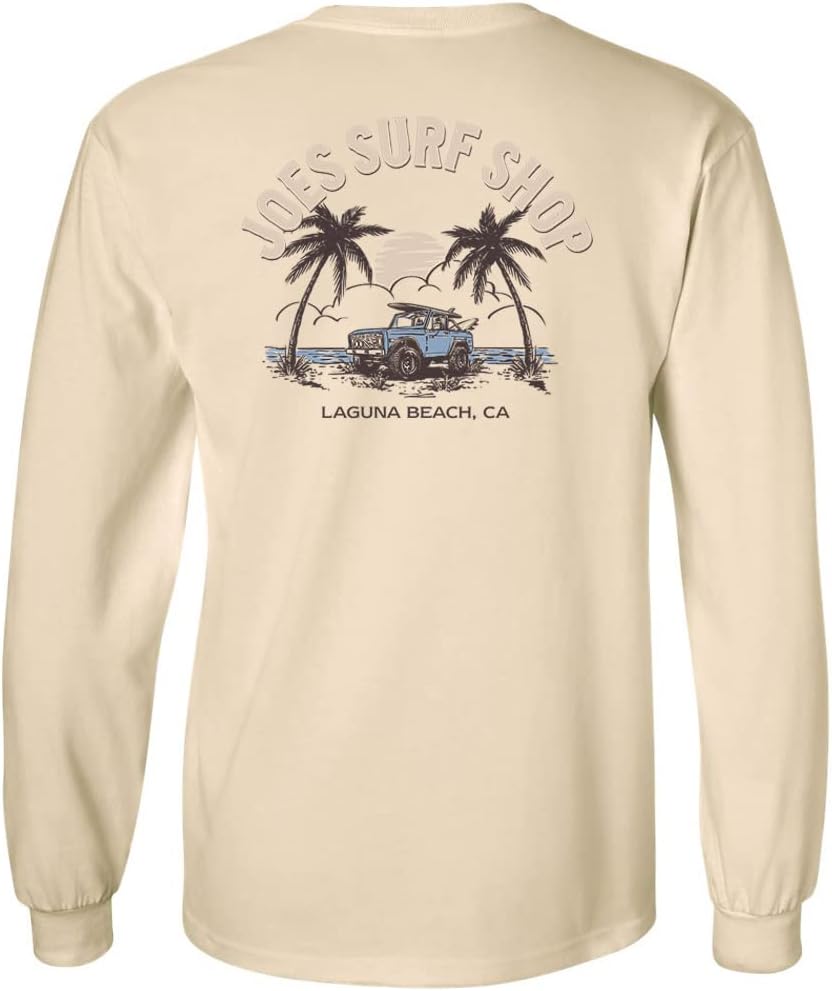 JOES SURF SHOP Men's Early Bird Logo Heavy Long Sleeve Tees - Natural \/ Early Bird Logo