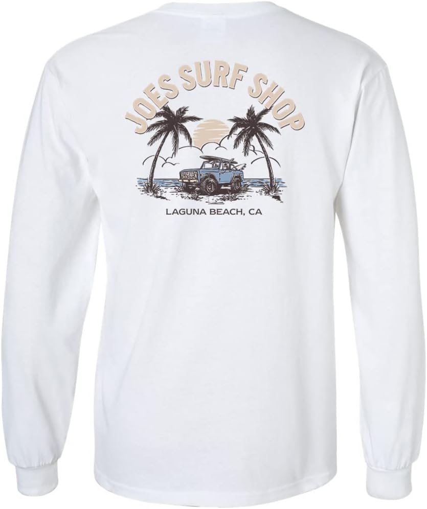 JOES SURF SHOP Men's Early Bird Logo Heavy Long Sleeve Tees - White \/ Early Bird Logo