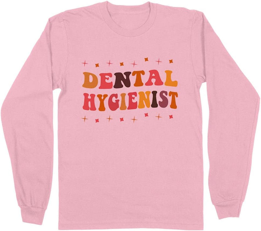 TeesAndTankYou Retro Dental Hygienist Long Sleeve Shirt Unisex - Pink
