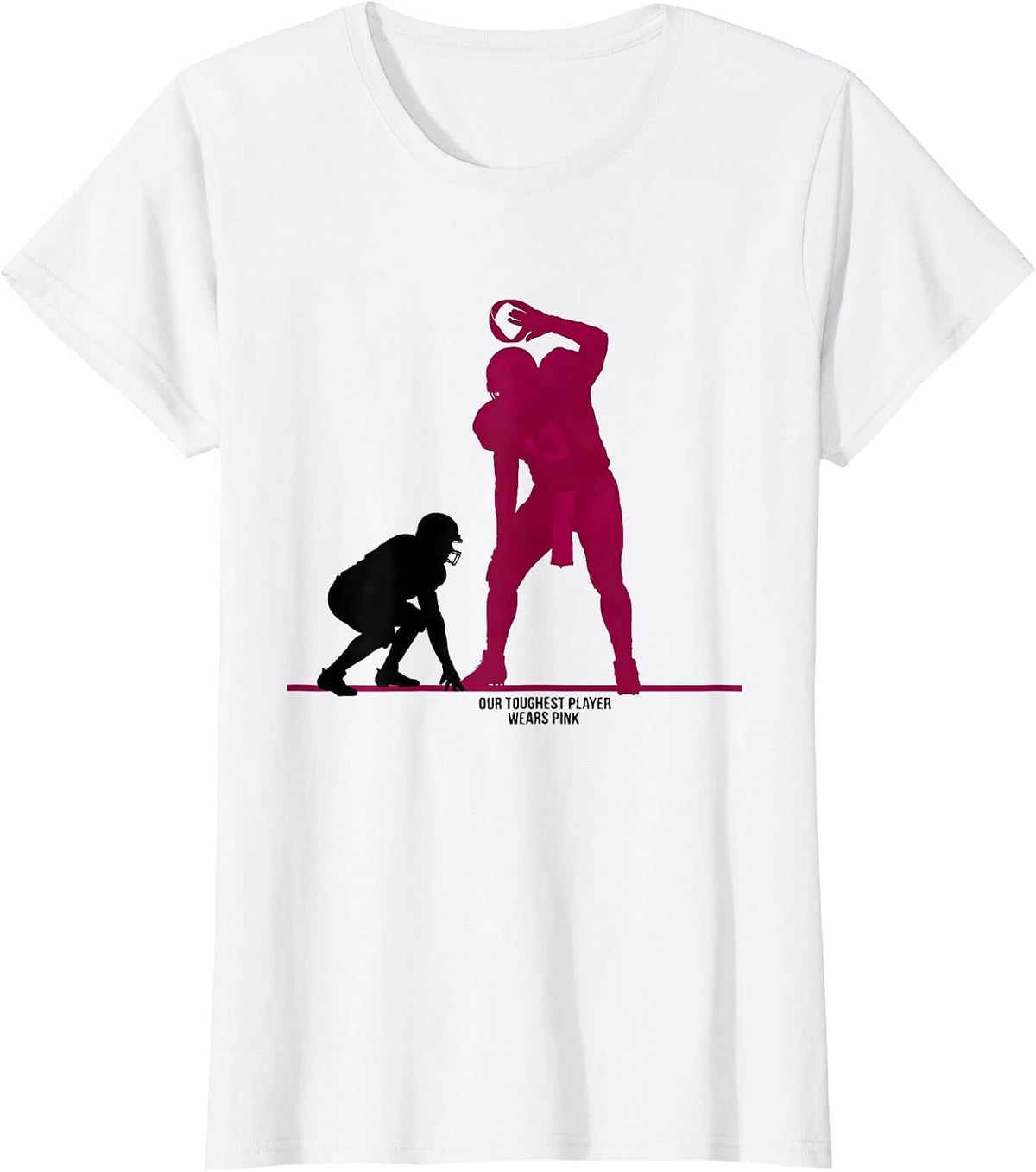 Our Toughest Player Wears Pink Football Breast Cancer T-Shirt - White