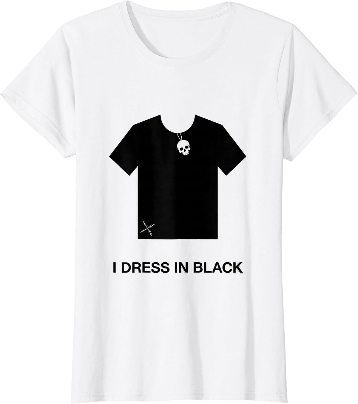 Women's I Dress In Black Minimalist Y2K Grunge Goth Alt Skull T-Shirt - White