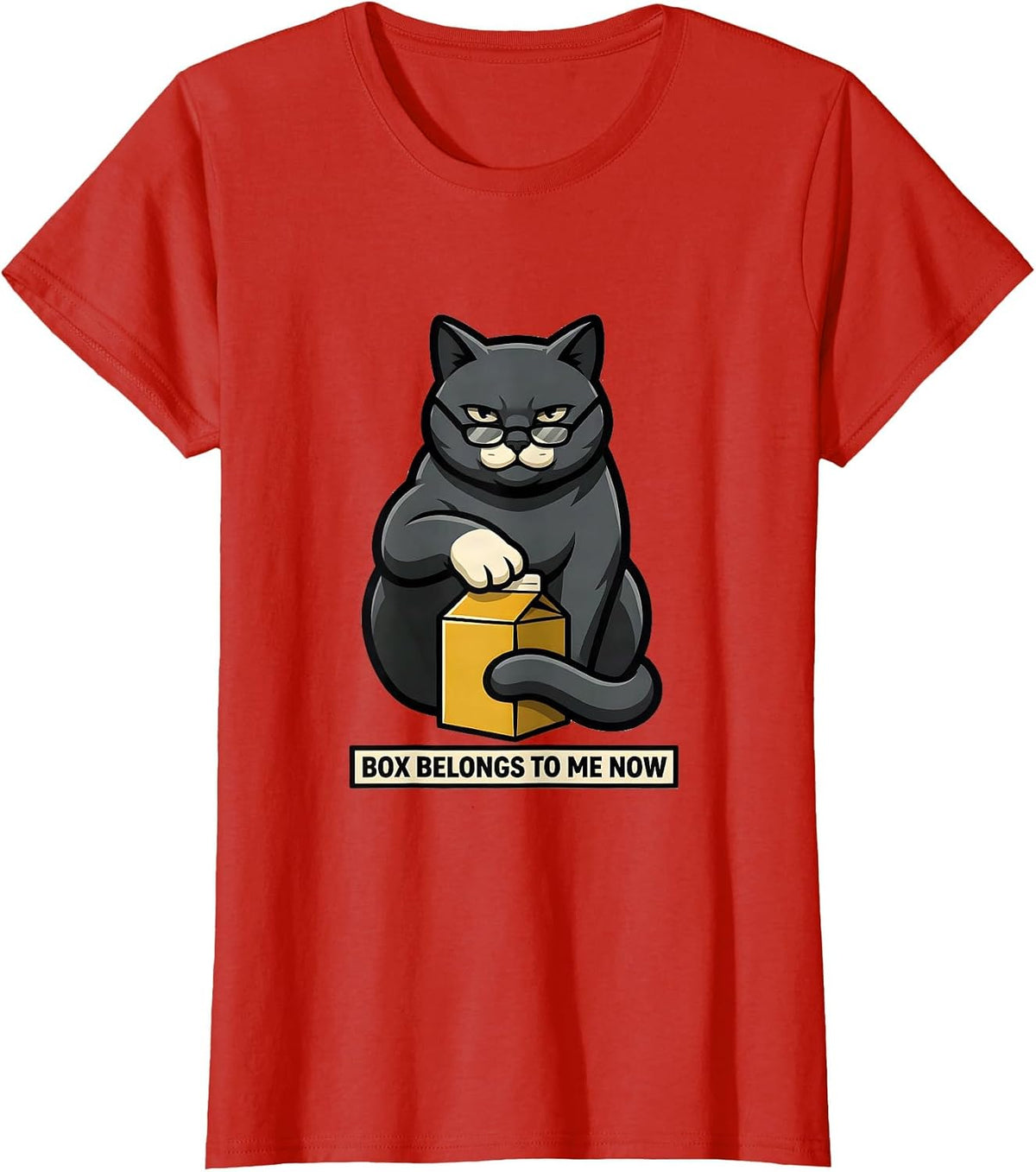 Box Belongs To Me Now Funny Science Cat Owner Quantum T-Shirt - Red