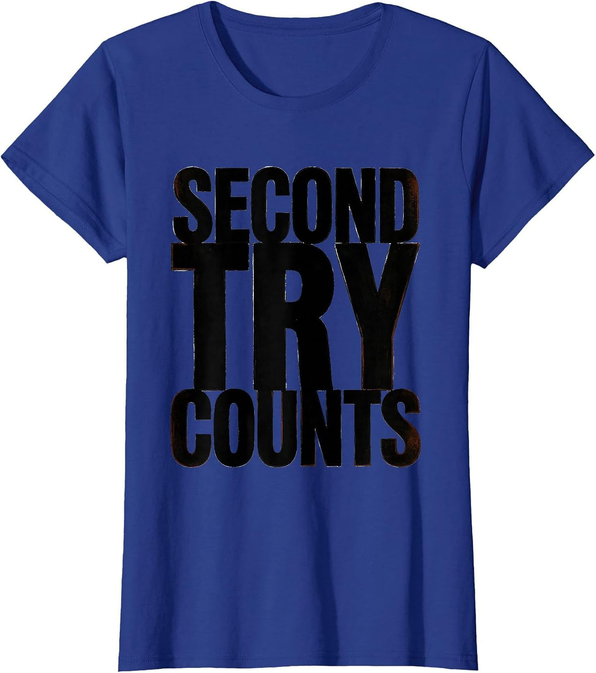 Women's Second Try Counts Growth Mindset Teacher Motivational T-Shirt - Royal Blue