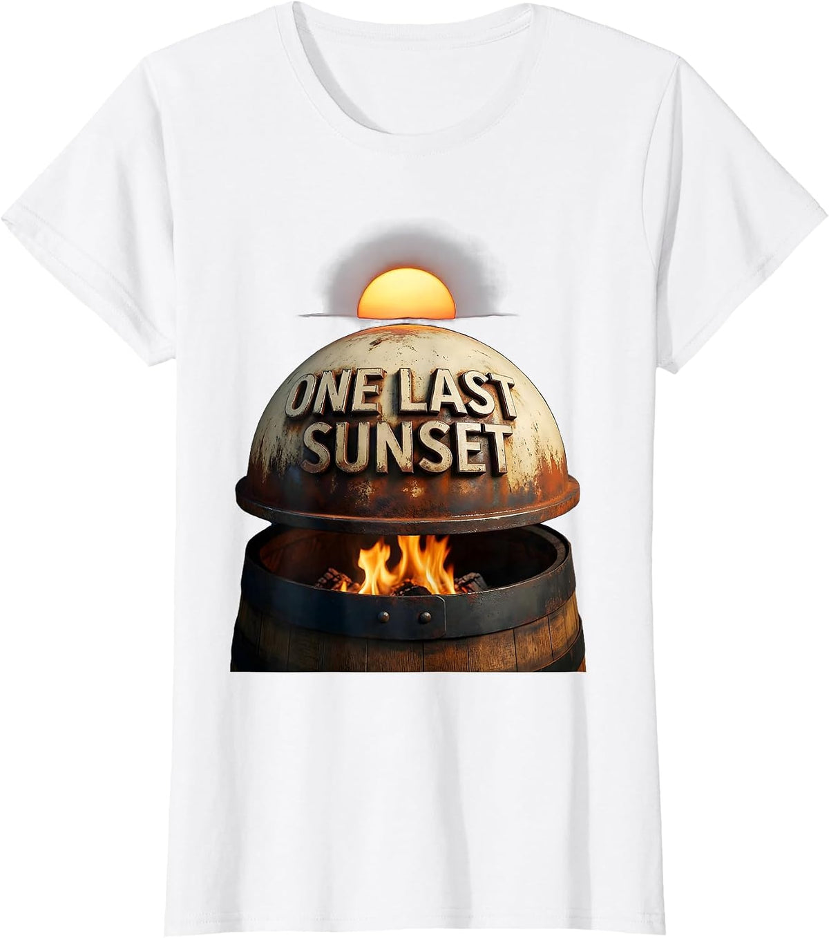 One Last Sunset Vintage BBQ Grill Dad Last Cookout Of Summer T-Shirt - White