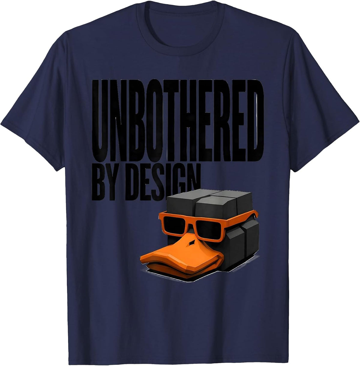 Men's Unbothered By Design Funny Duck Novelty Sunglasses Humor T-Shirt - Navy Blue
