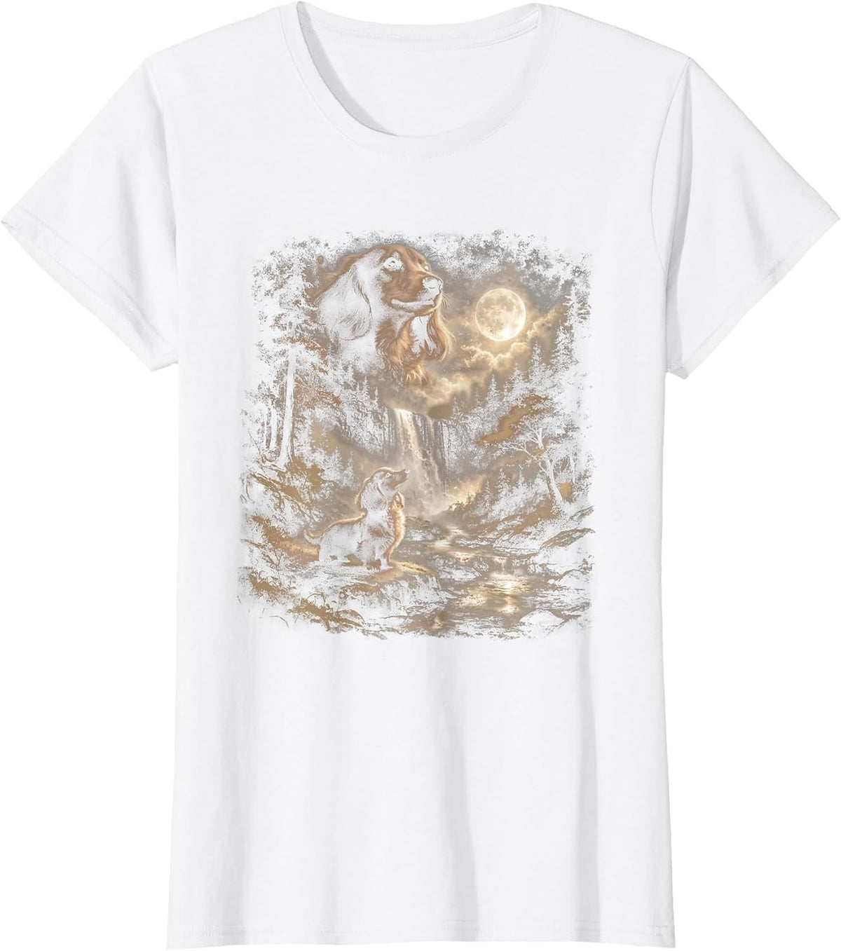 Vintage Funny Wiener Dachshund Howling to Moon Dog Lovers T-Shirt - White