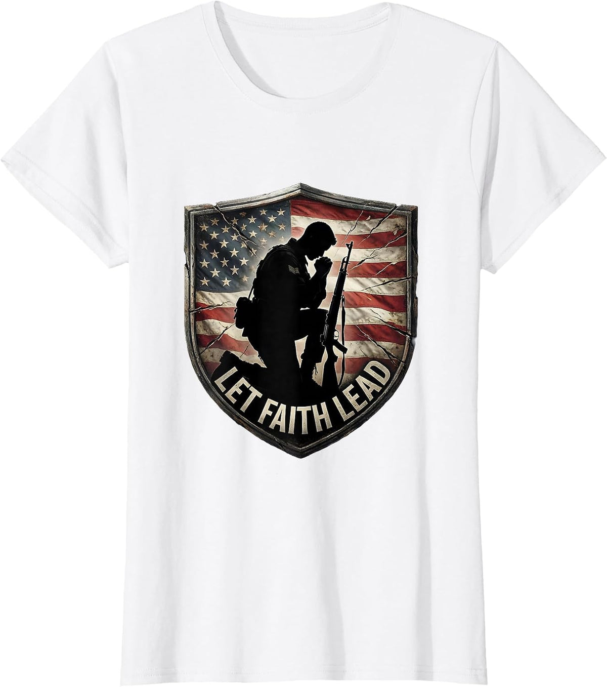 Let Faith Lead Faith Over Fear Inspirational Design T-Shirt - White
