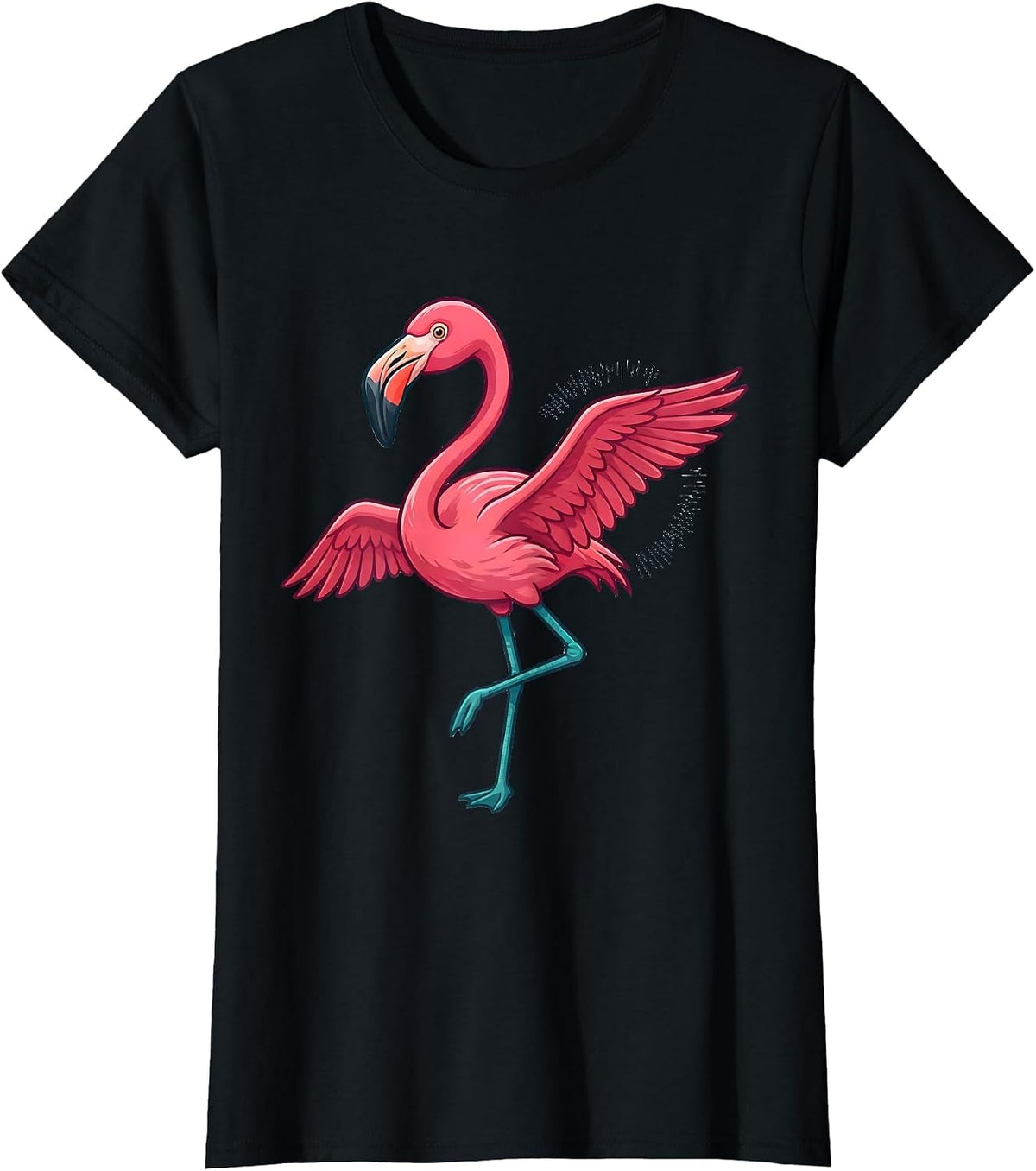 Pink Flamingo Flat Vector Bird Lover Humor T-Shirt - Black