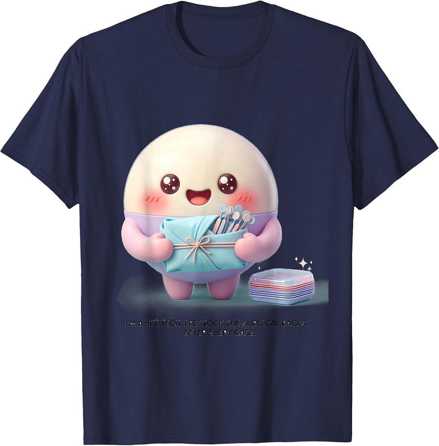 I'm A Vet Tech Surgical Packs Restock Kawaii T-Shirt - Navy Blue