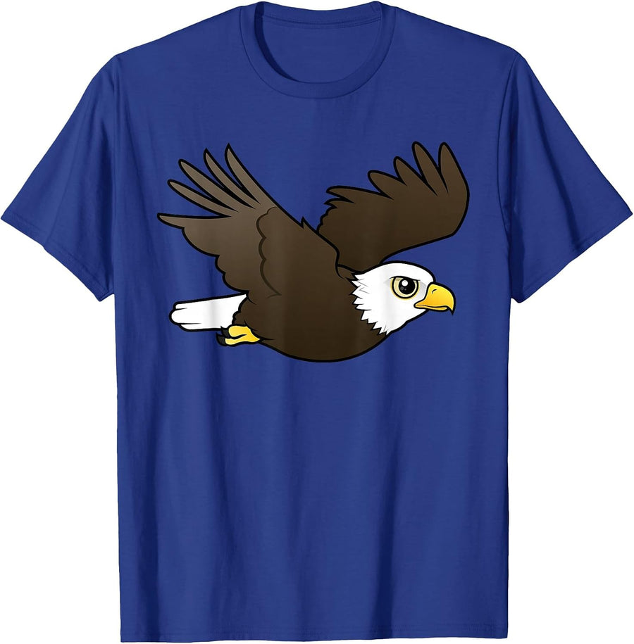 Cute Cartoon Bald Eagle in Flight Birdorable Bird of Prey T-Shirt - Royal Blue