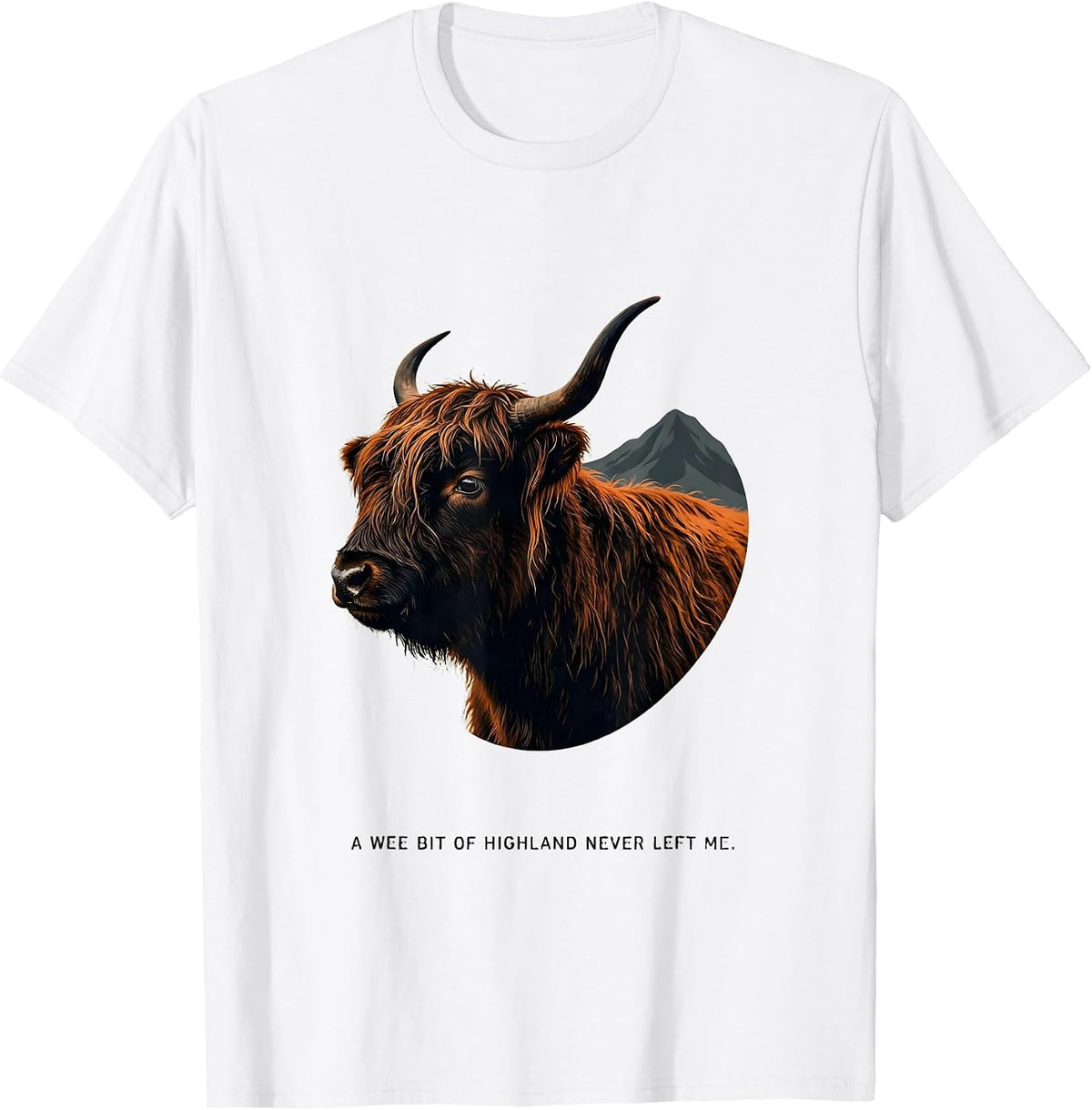 Men's A Wee Bit Of Highland Never Left Me Cute Highland Cow T-Shirt - White