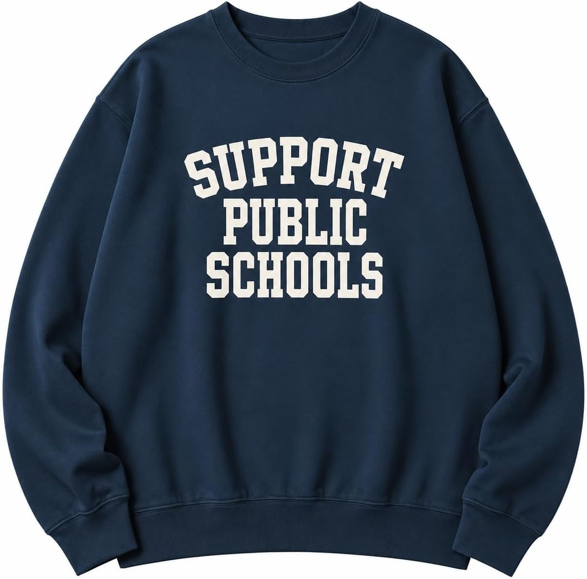 Support Public Schools Sweatshirt Women Men Teacher Crewneck - Navy