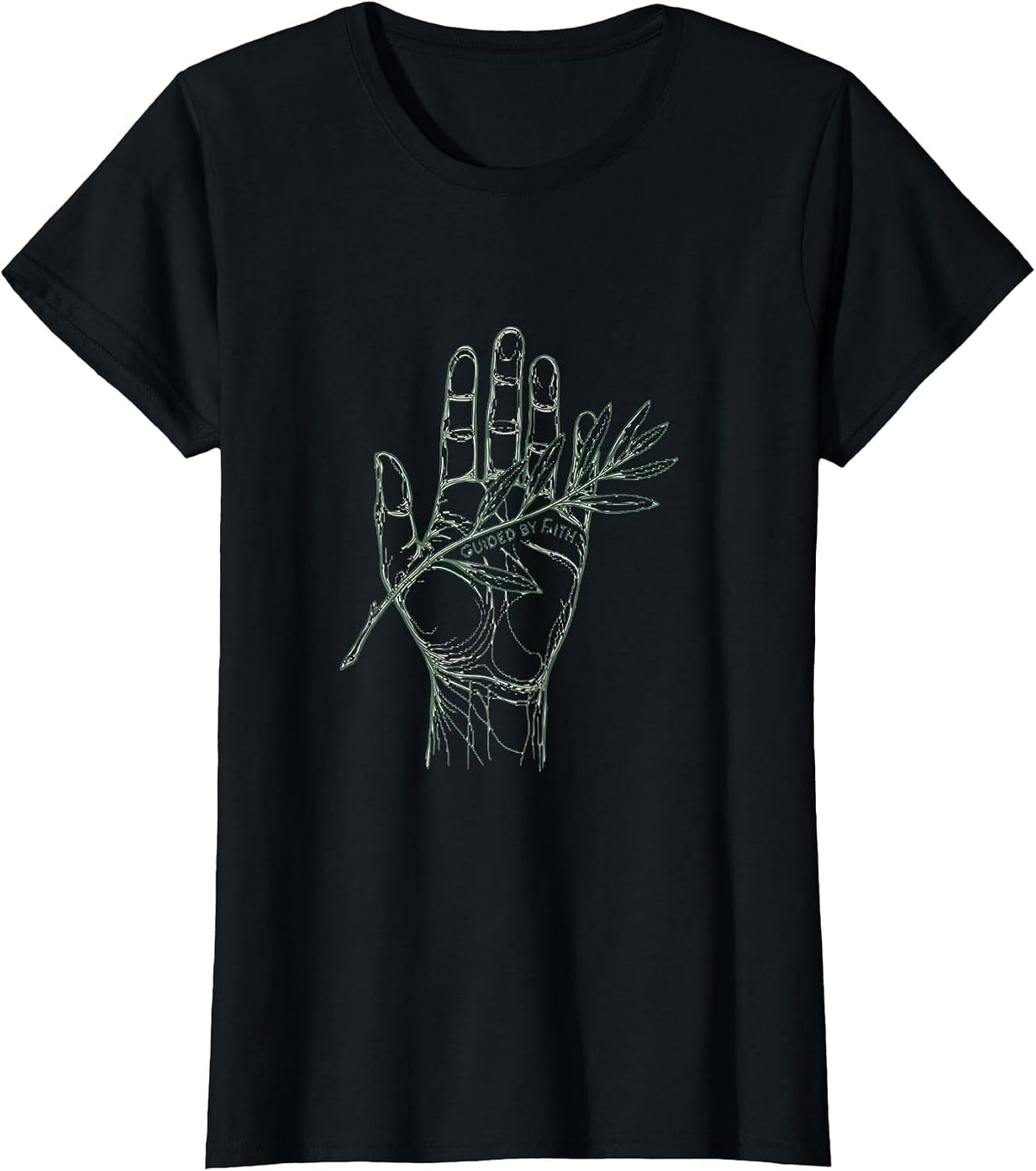 Guided by Faith Faith Over Fear Inspirational Design T-Shirt - Black