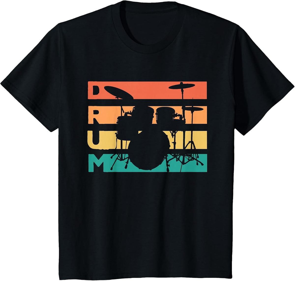 Retro Vintage Drum Set - Percussionist & Drummer T-Shirt - Black