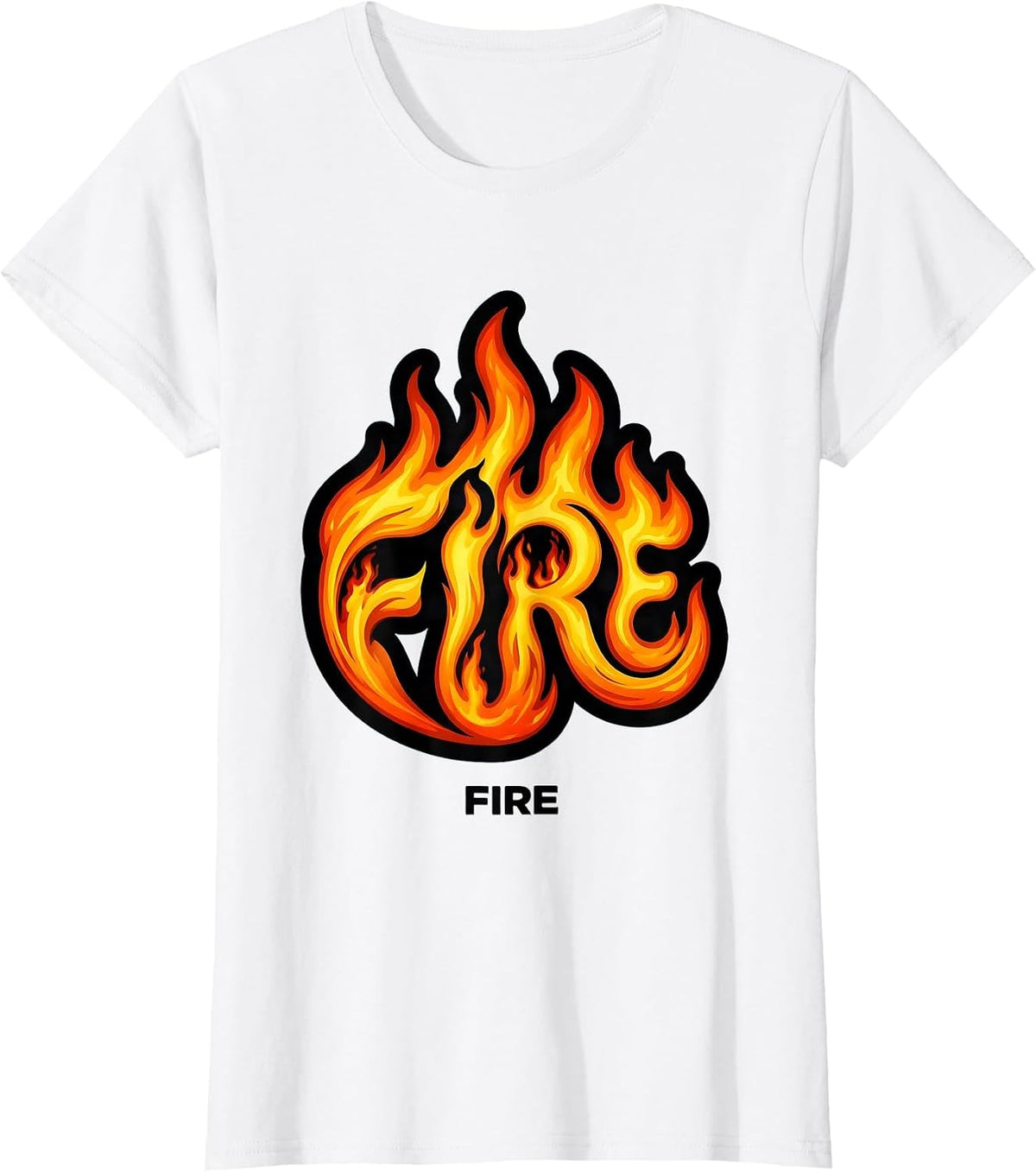Women's FIRE Cartoon Flame Ribbon Fire And Ice Costume Halloween T-Shirt - White