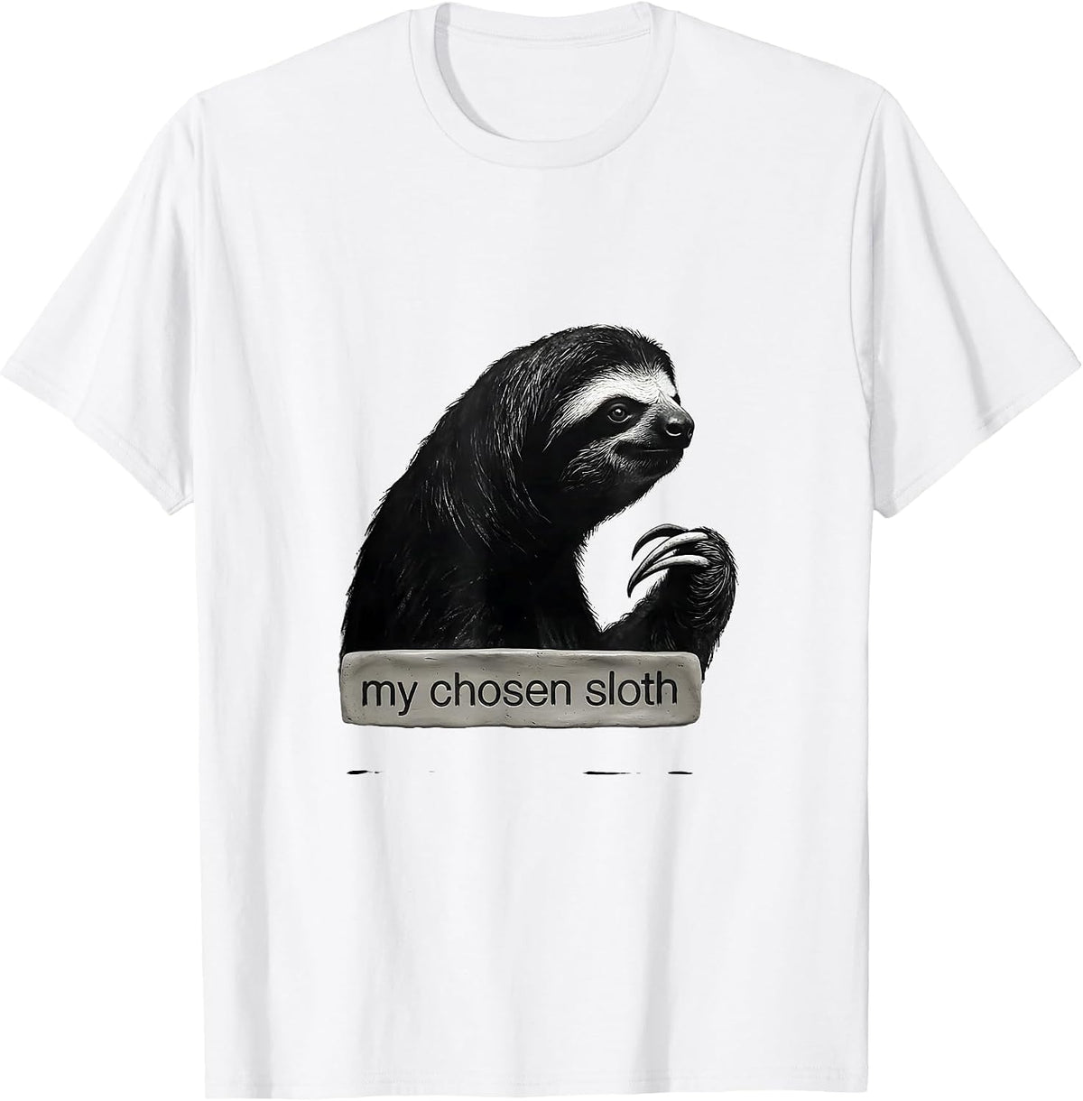 Men's my chosen sloth Minimalist Line Art Animal Badge Patch T-Shirt - White