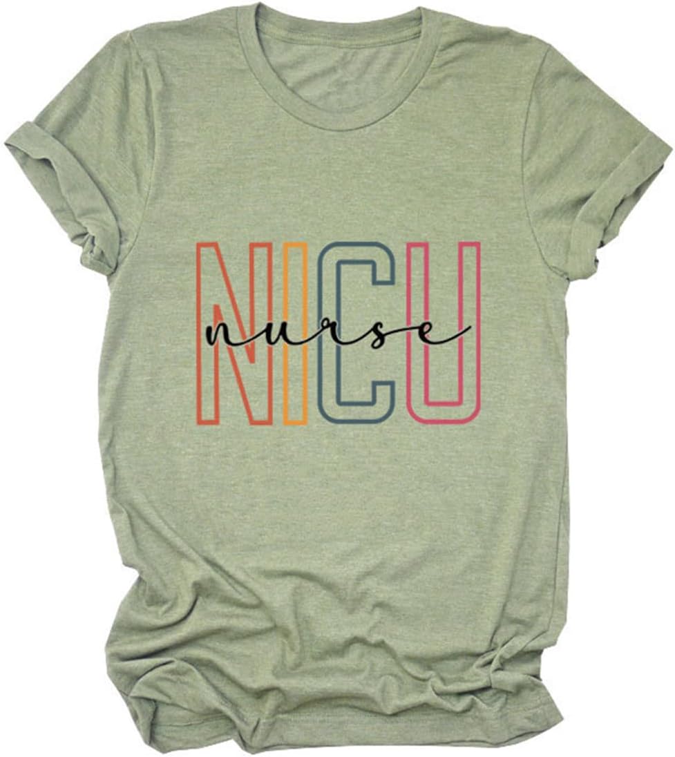 SHAGMTLI Nicu Nurse Sweatshirt Womens Crewneck Long Sleeve Retro Graphic Pullovers Nicu Nurse Gift Lightweight Tops -