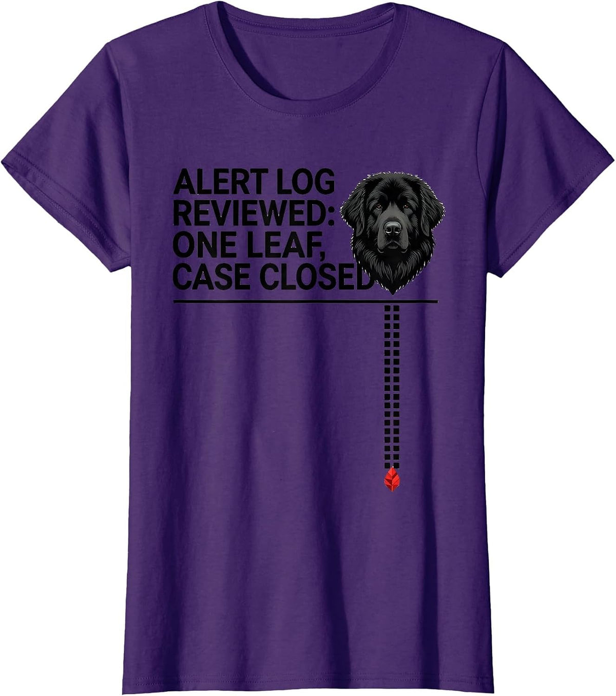 Women's Alert Log Reviewed: One Leaf, Case Closed Great Pyrenees T-Shirt - Purple