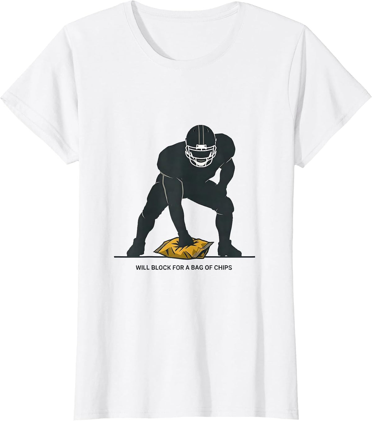Will Block For A Bag Of Chips Funny Football Lineman Humor T-Shirt - White