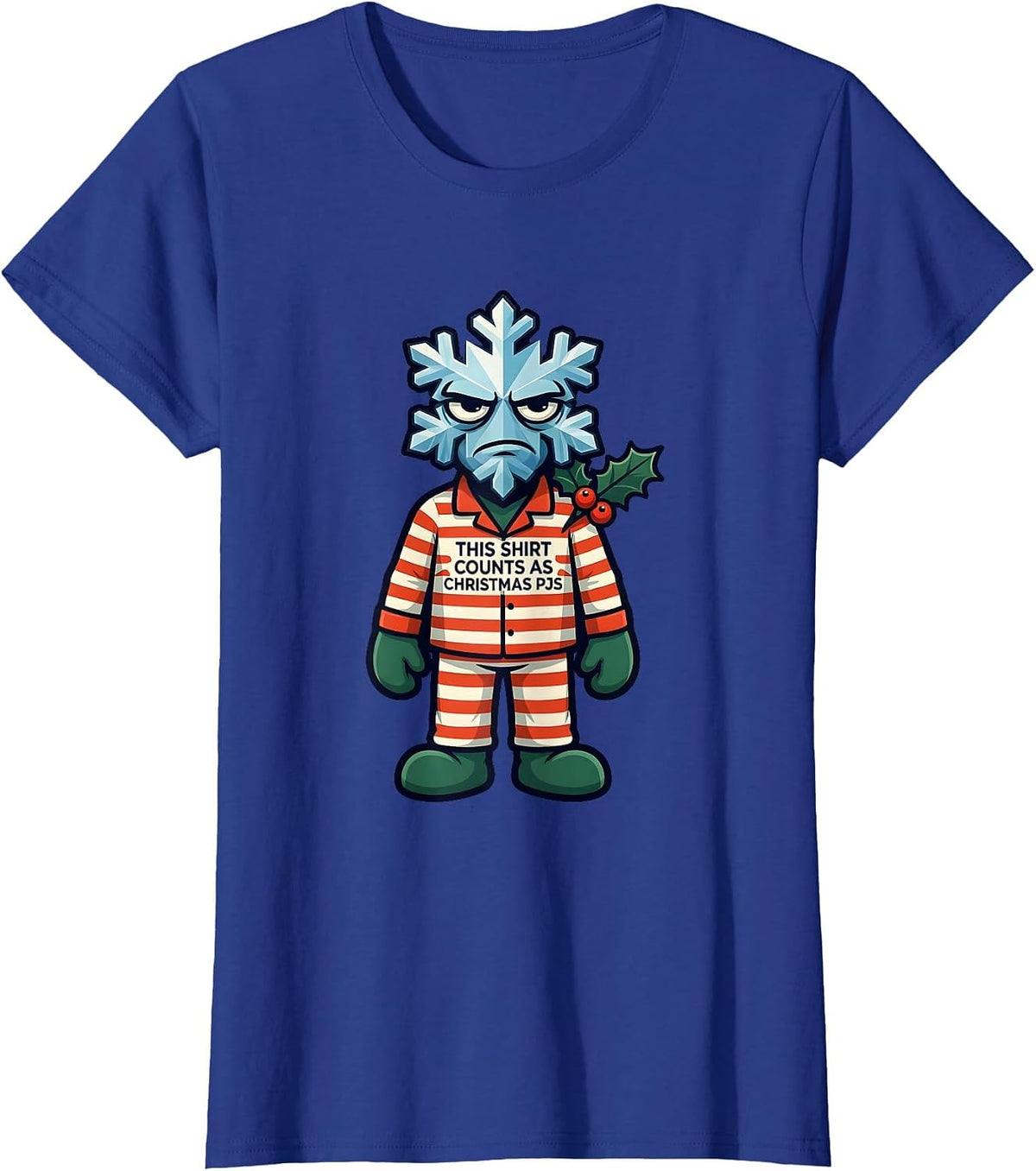 Women's This Shirt Counts As Christmas PJs Funny Family Holiday T-Shirt - Royal Blue