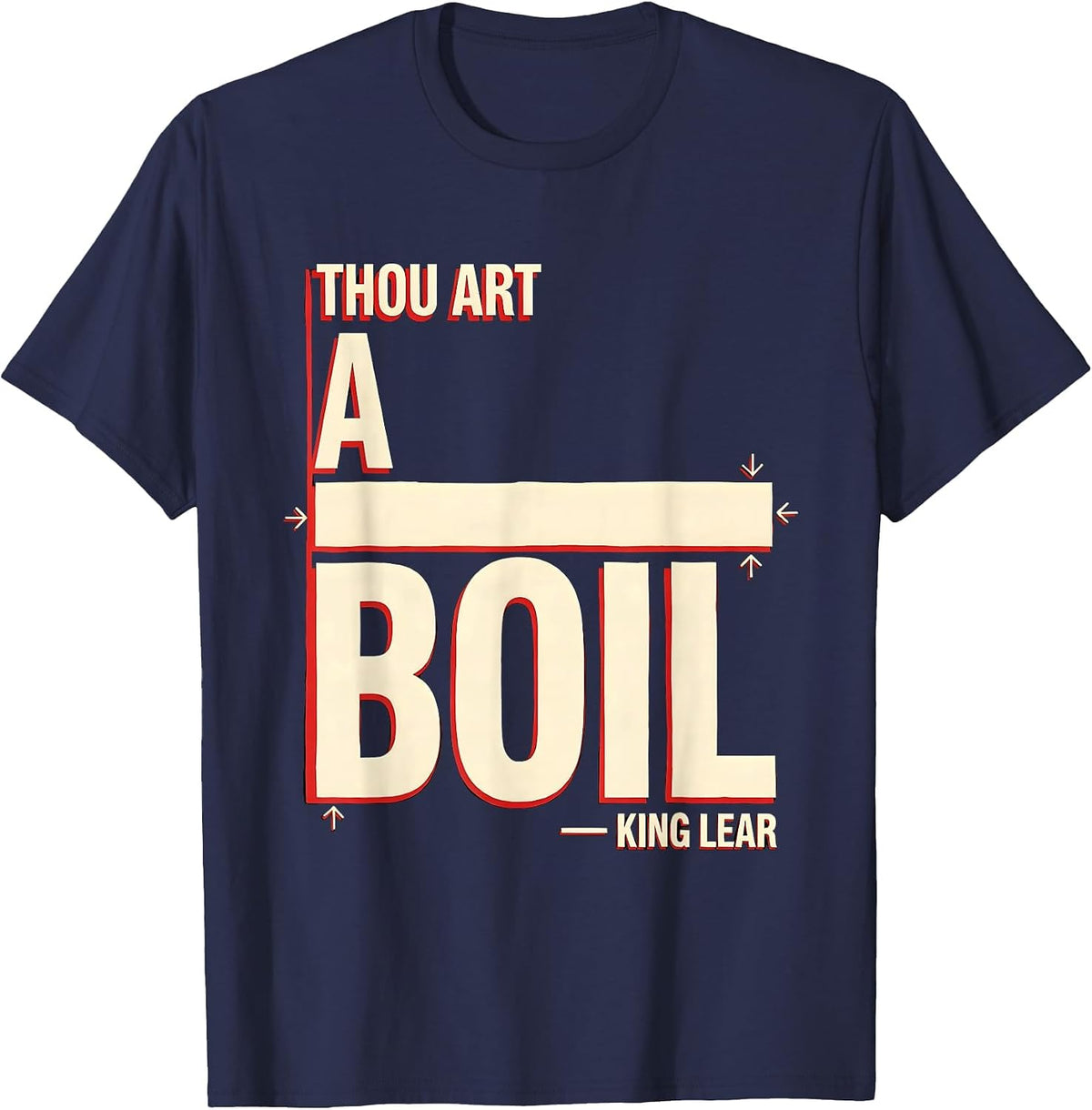 Thou art a boil King Lear Funny Shakespeare Quote Literary T-Shirt - Navy Blue