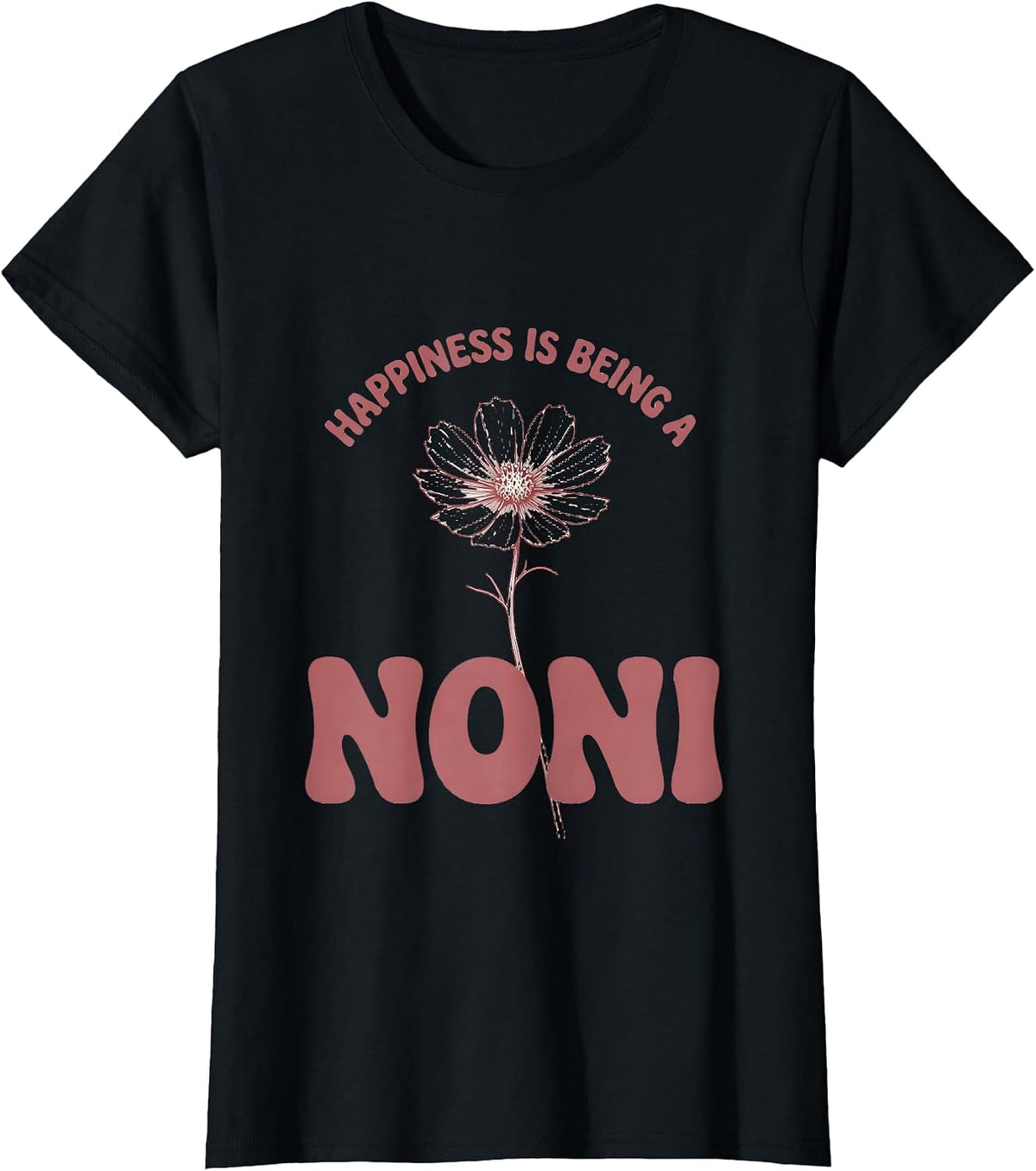 Happiness Is Being A Noni Boho Minimalist Grandma Gift T-Shirt - Black