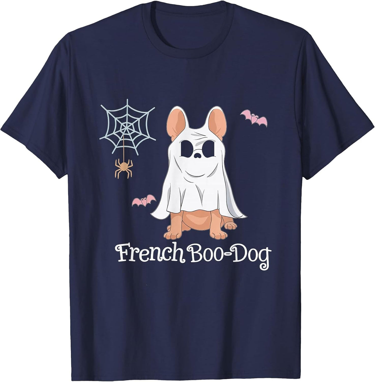French Boo-Dog Halloween Dog Costume French Bulldog T-Shirt - Navy Blue