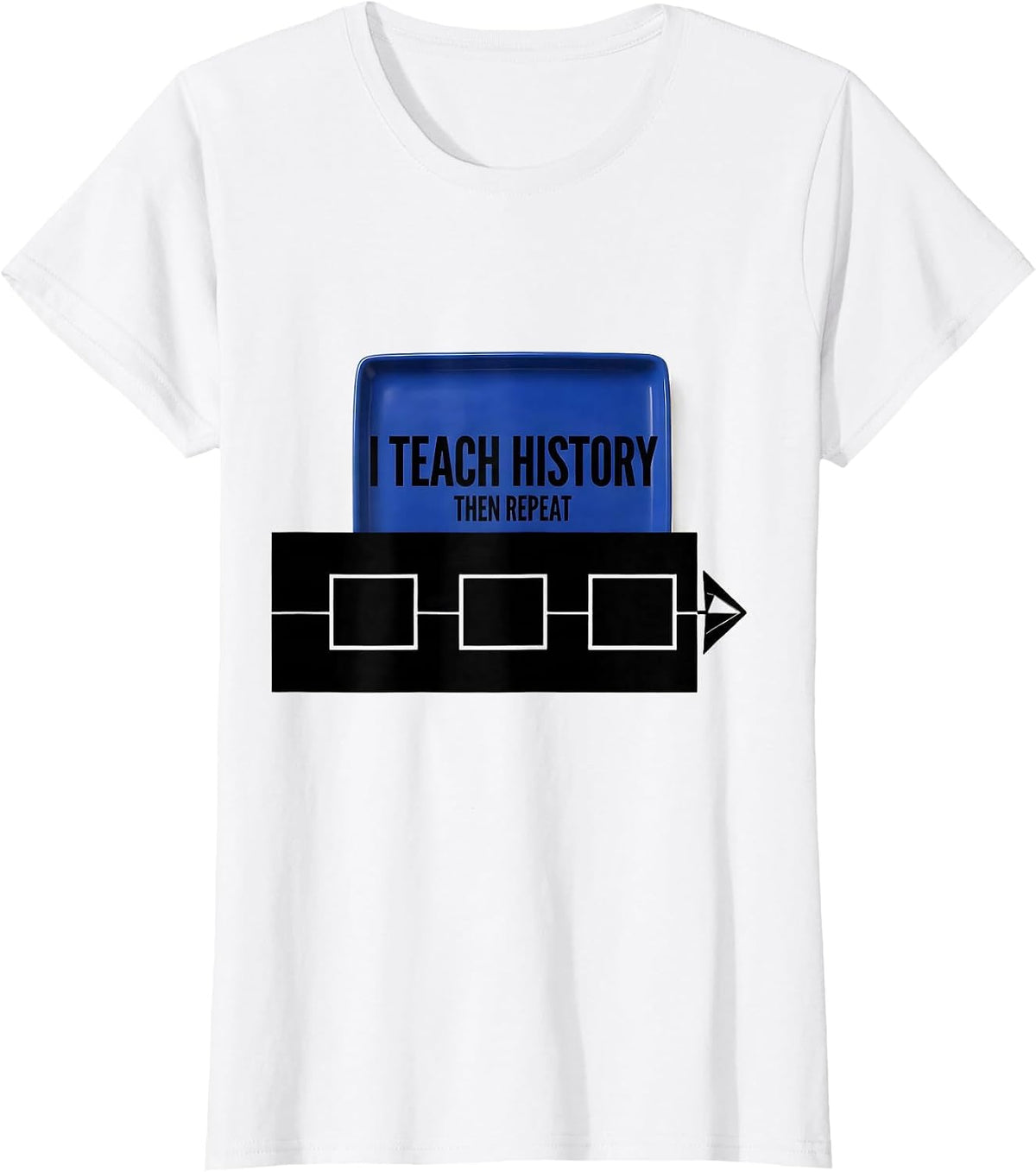 I Teach History, Then Repeat Funny History Teacher Back T-Shirt - White
