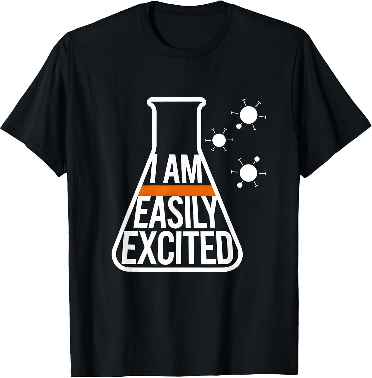 Men's I Am Easily Excited Brutalist Chemistry Nerd Humor Science T-Shirt - Black