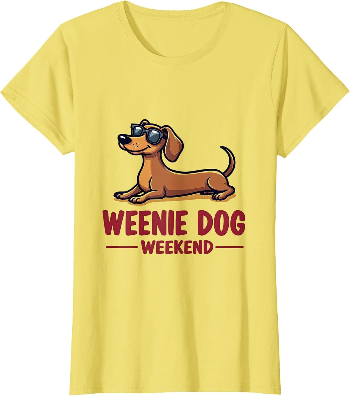 Weenie Dog Weekend Dachshund Lover Design T-Shirt - Lemon Yellow