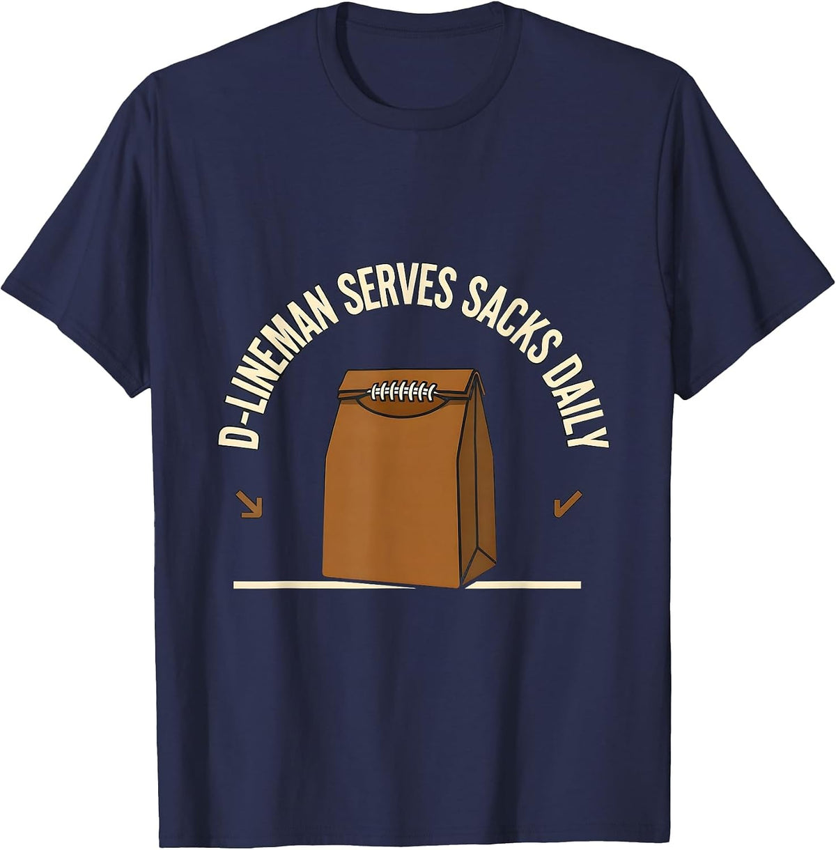 D-Lineman Serves Sacks Daily Funny Football Lineman Youth T-Shirt - Navy Blue