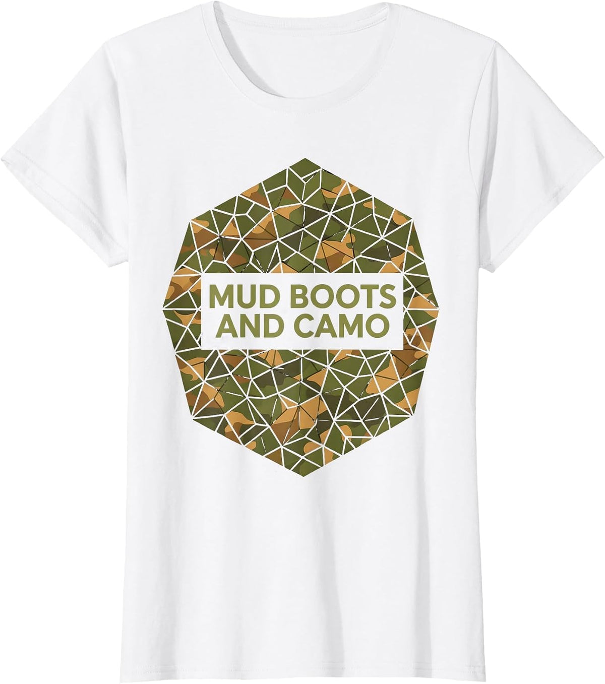 Mud Boots and Camo Outdoor Hunting Design T-Shirt - White