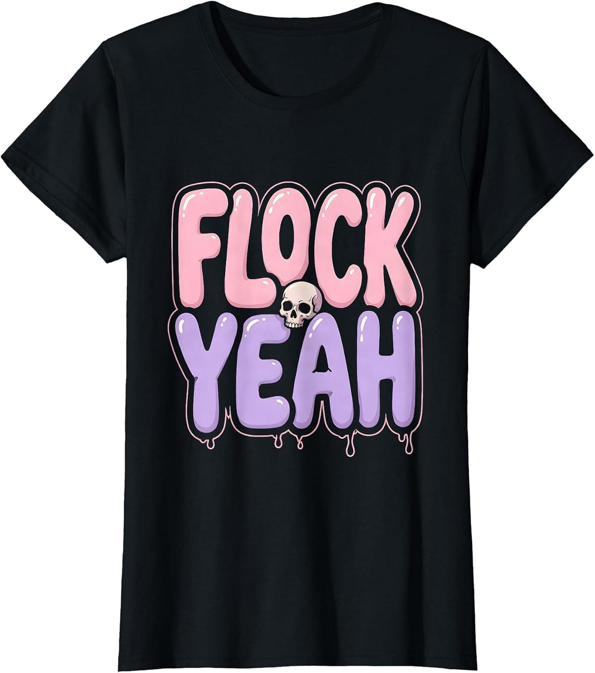 Women's Flock Yeah Flamingo Lover Design T-Shirt - Black